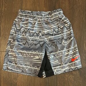 Nike Geometric Gray Shorts with Red Logo